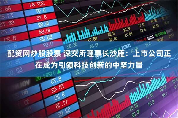 配资网炒股股票 深交所理事长沙雁：上市公司正在成为引领科技创新的中坚力量